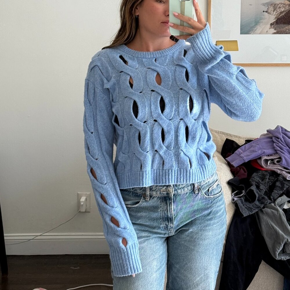 Light Blue Open Knit Sweater – Helmut Lang, Size M